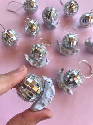 Disco Snail Earrings, Cottagecore earrings, Snail Jewelry, unique earrings, Quirky earring, funky earrings, cool earrings, weird earrings - image3